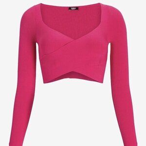 Express Body Contour Wrap Sweater Crop Top Womens Size XL Pink Legally Blonde